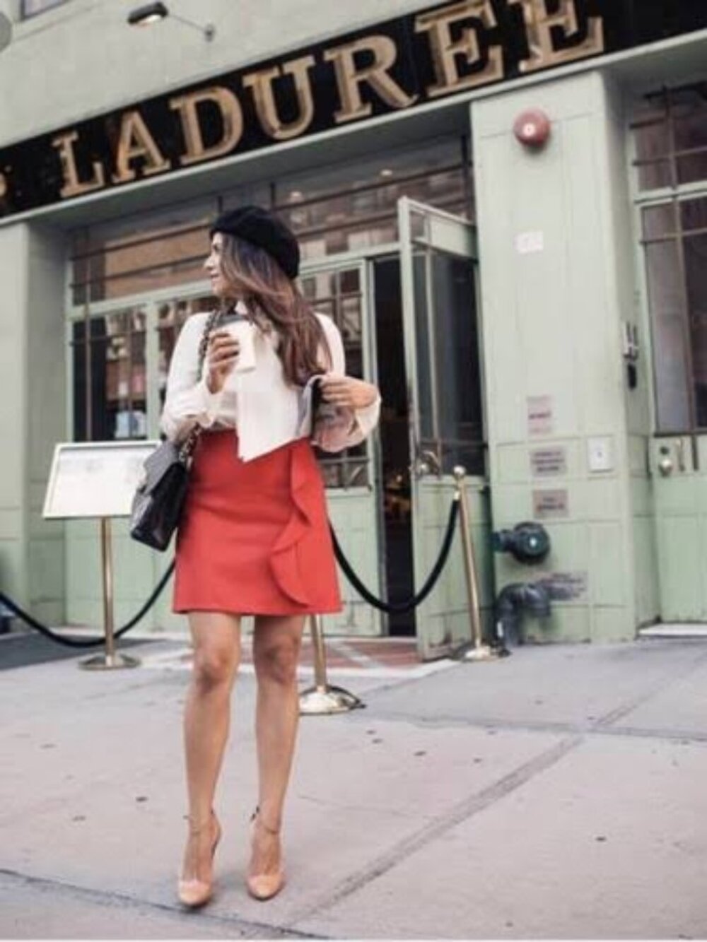 J. Crew Red Wool Mini Skirt with Ruffle - Holiday Parties